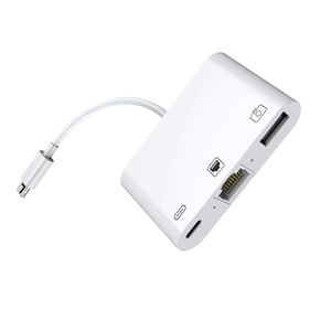 ตัวแปลง8Pin เป็น Rj45การ์ดเครือข่าย100M กิกะบิตชาร์จอินเทอร์เน็ตสามในหนึ่งตัวแปลงสายเคเบิลสดฮับ USB สำหรับ iPhone - Product Image 1