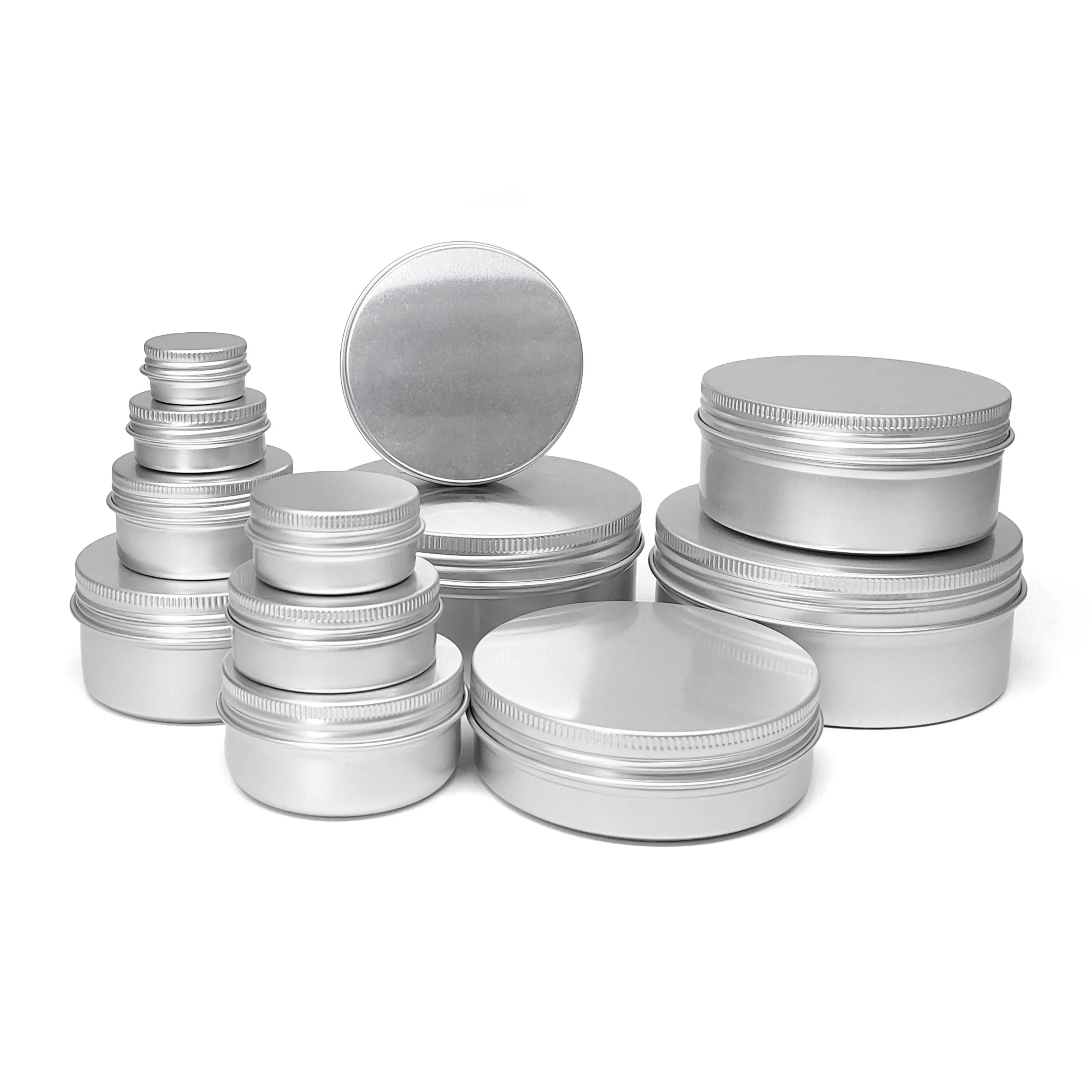 Lata de Metal redonda de aluminio, bote de 10g, 15g, 20g, 25g, 30g, 50g, 60g, 80g, 100g, latas cosméticas de aluminio