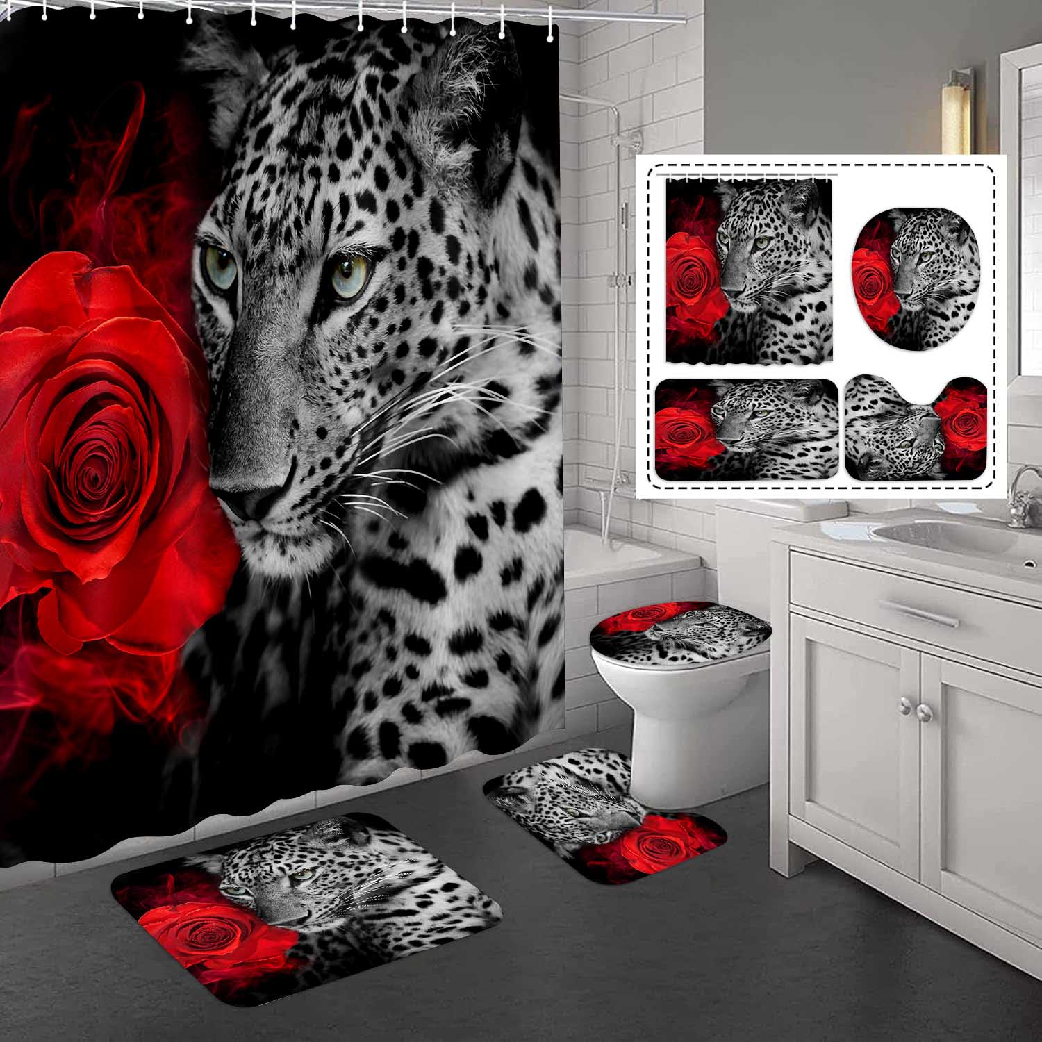 Lion (21) Rose Rouge & Léopard Tacheté la Bête