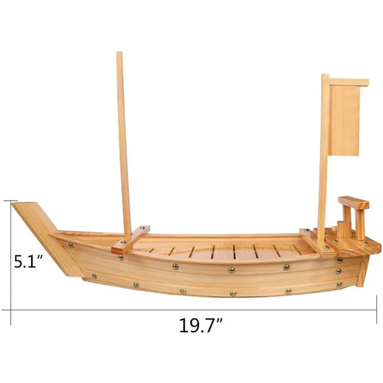 Bambus खाद्य ग्रेड प्रदर्शन सेवारत ट्रे के साथ रेस्तरां उपकरण बड़ा जापानी लकड़ी सुशी नाव प्रदर्शन लोगो