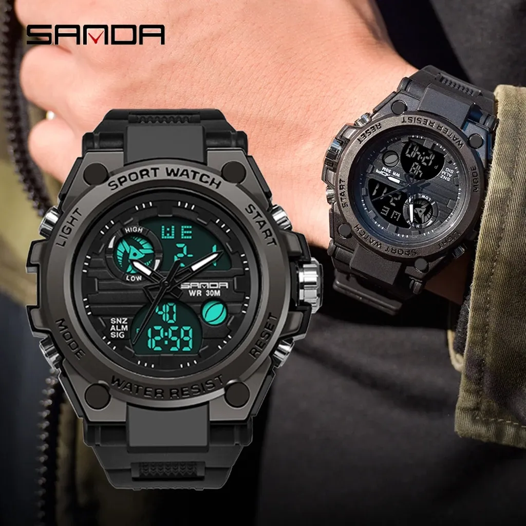 SANDA 739-reloj deportivo Digital para hombre, cronógrafo de lujo, resistente al agua, S Shock, 2021