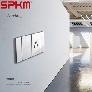 Modern işık duvar anahtarları 120 tipi kristal akrilik paneli gri 16A ev elektrikli anahtar priz ile Led - Product Image 6