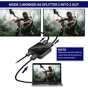 Alta velocidad HDMI 2,0 4K x 2K Hdmi Switch 1x2 Funcionamiento bidireccional y conexión 2 entradas 1 salida Hdmi Switch