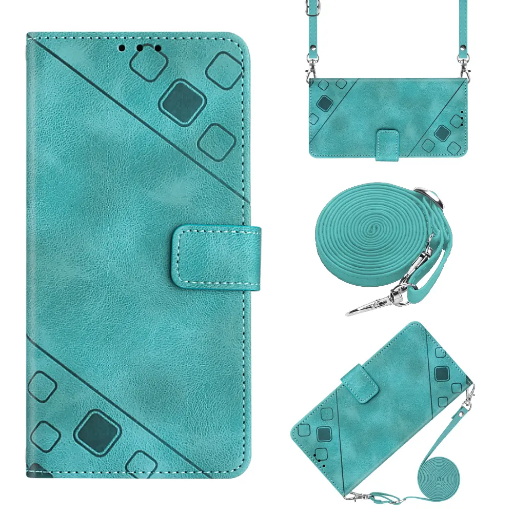 Luxus innovative Cross body Lanyard Modedesign PU Leder Flip Wallet Hülle für iPhone 15 14Promax für Samsung