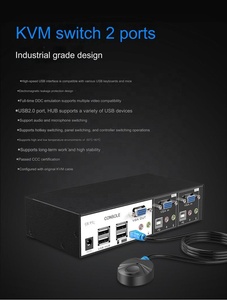 Industrial VGA <strong>KVM</strong> <strong>Switch</strong> 1440P 60Hz 2 Ports <strong>1</strong> Out USB <strong>KVM</strong> <strong>Switch</strong> Console with Audio USB Hub Converter for Monitor