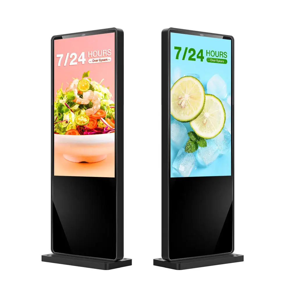 Pantalla táctil de ventana de 55 pulgadas, tres lados, letreros publicitarios verticales independientes, pantalla led, señalización digital para exteriores, tótem LCD