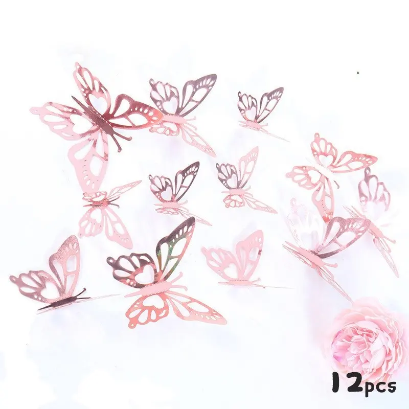 Großhandel 12 Pcs 3D Hollow Bunte Schmetterling Serie Wanda uf kleber für Party & Holiday Supplies Party Wand dekorationen Aufkleber