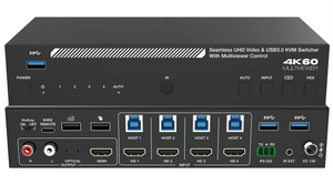 4K60hz 18Gbps Seamless 4X1 HDMI <strong>KVM</strong> <strong>Switch</strong> Quad Multi-viewer with USB3.0 RS232 Control Support <strong>8</strong> Display Modes