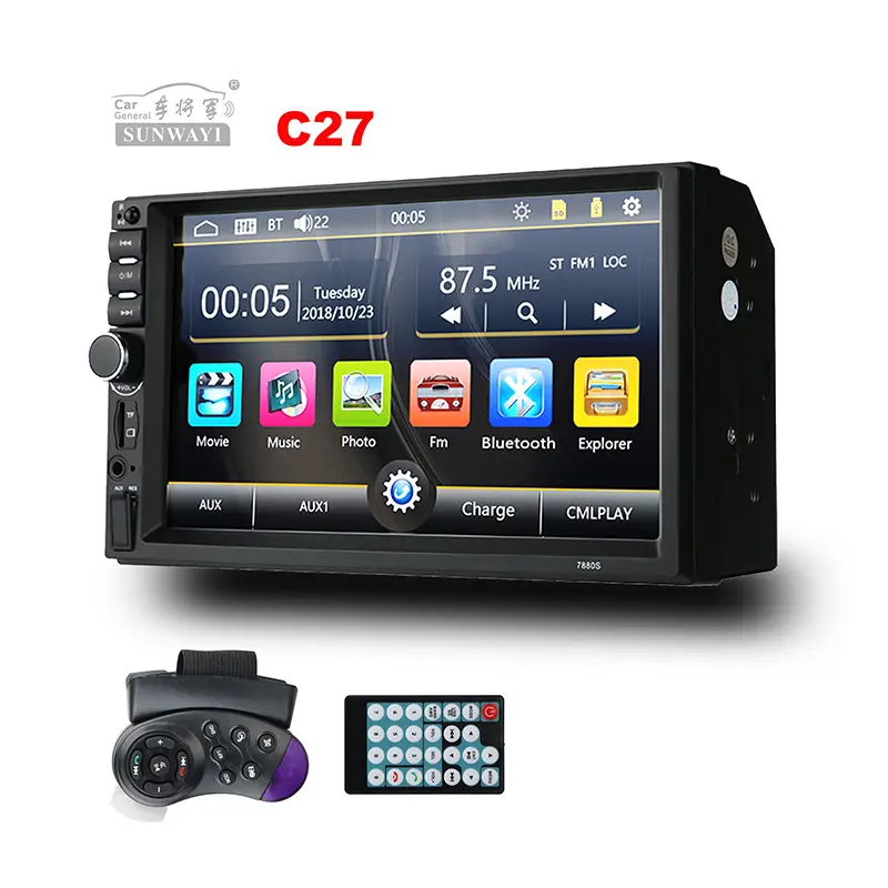 Radio con GPS para coche, reproductor MP5, de 7 pulgadas pantalla táctil HD, BT, teléfono, estéreo, electrónico, doble Din