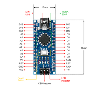 Nano V3.0 ATmega328P Controller Board CH340 Chip with Mini USB Cable without soldering for <strong>Arduino</strong>