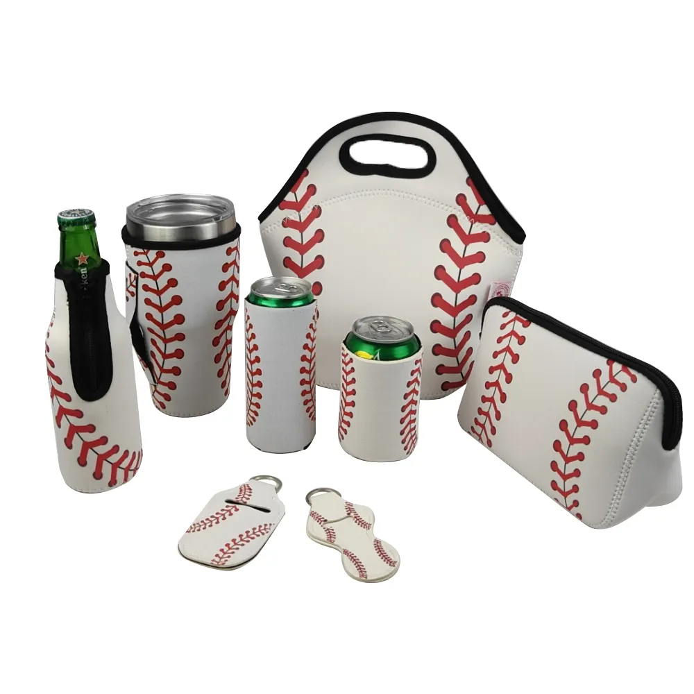 Белый бейсбольный неопреновый кулер, брелки, сумка для ланча, сумка-тоут