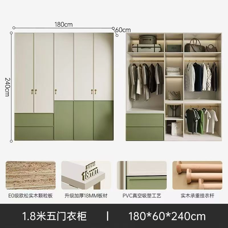 Armoire à cinq portes de 1,8 mètre