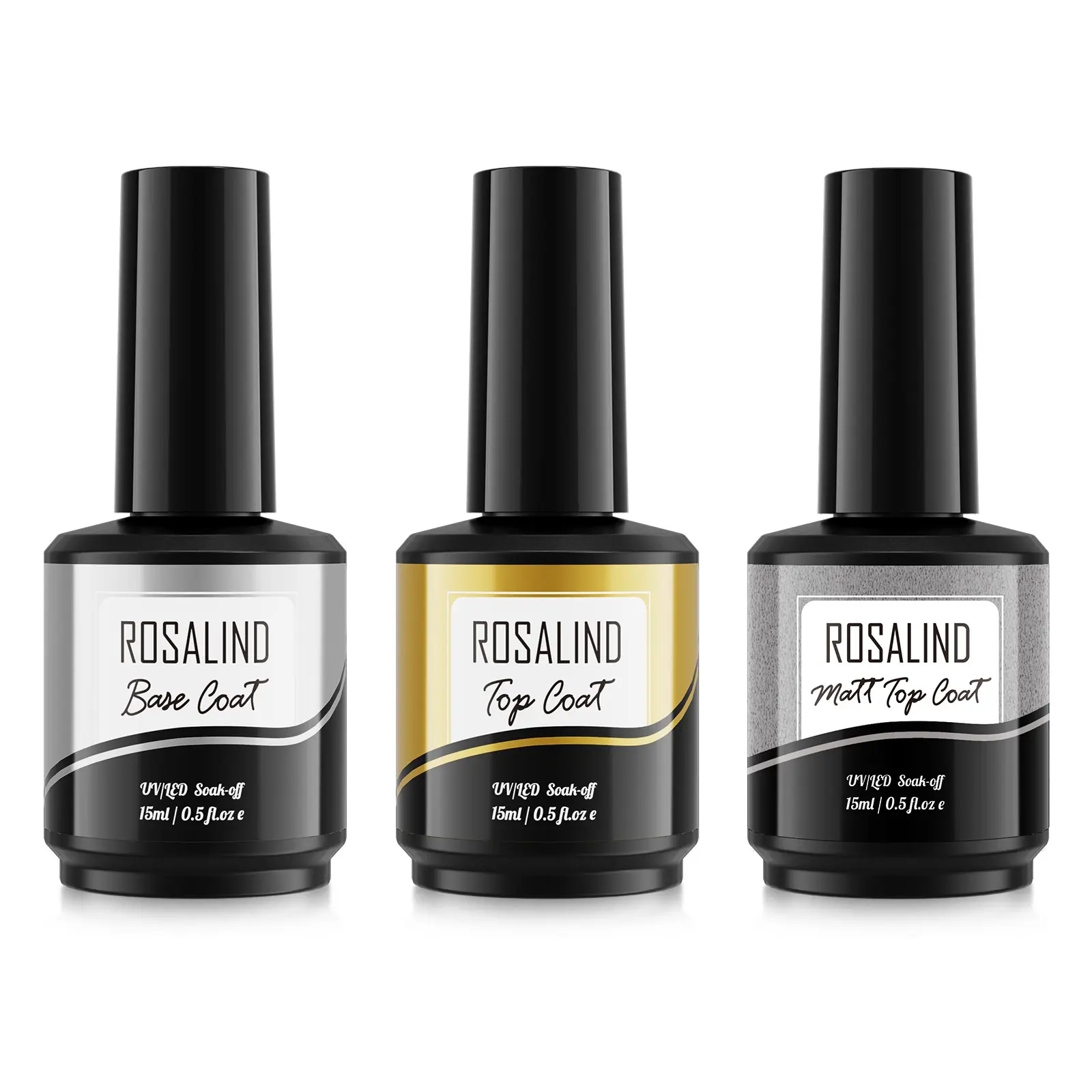 ROSALIND fornitore di unghie private label vendita calda 3 pezzi immergere la durata opaca top e fondo cappotto gel set di smalto per unghie