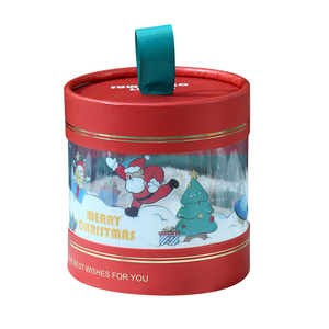 Processing Customized Christmas Hug Barrel PVC Portable Box Christmas Eve Candy <strong>Apple</strong> Cylinder Plastic Packaging Box Paper Cover - Product Image 1