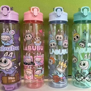 大容量ロックストローウォーターカップ子供用漫画爆発デザインポータブルプラスチックLabubuドリンクウェア - Product Image 1