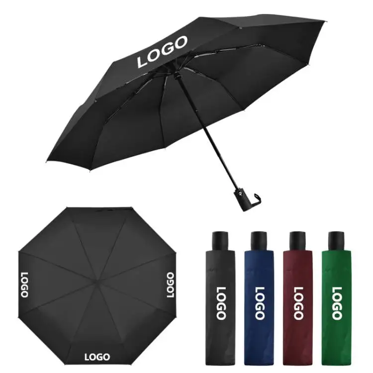 Payung parapluie sombrillas portable travel foldable compact custom logo paraguas auto 3 folding umbrella automatic