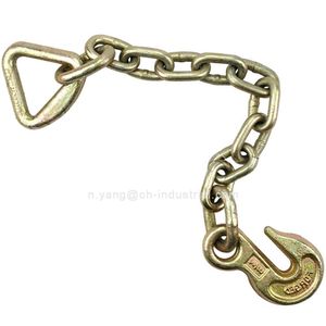 Cadena de EE. UU. con anillo Delta y gancho de agarre cada uno en un extremo G70 Cadena de encuadernación de transporte Cadena de registro galvanizada de 3/8" - Product Image 1