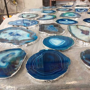 Natural <strong>Agate</strong> &amp; Quartz Tray <strong>Large</strong> Size <strong>Agate</strong> Slice Thick <strong>Agate</strong> Slab Table Setting - Product Image 2