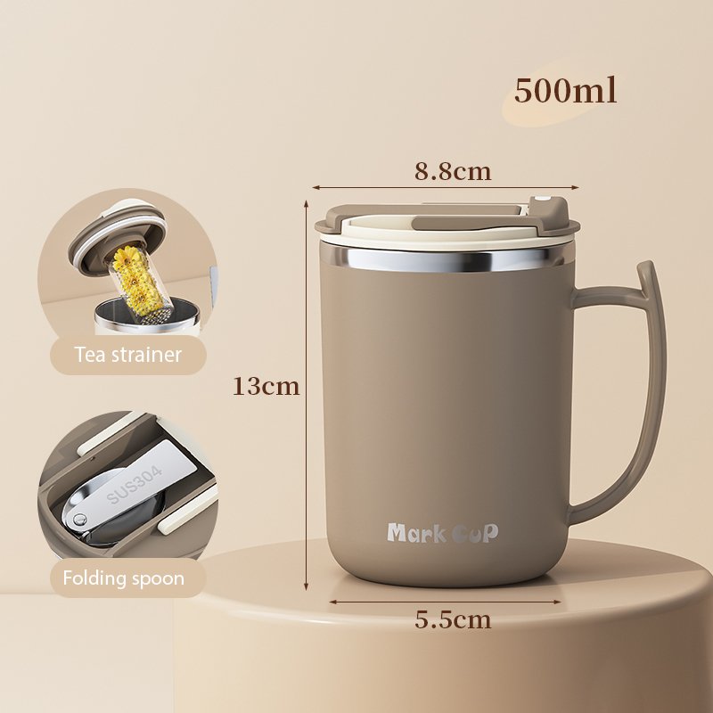 Khaki/500ML with tea strainer and spoon