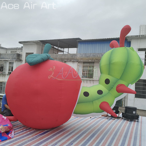4mL Smiling Inflatable Rotten <strong>Apple</strong> with Giant Worm Cartoon Model for Outdoor Event Decoration and Advertising Display