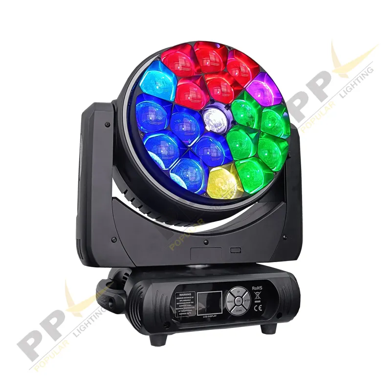 Alto brillo 19PCs 40W rgbw Big Bee Eye zoom Beam Wash LED cabeza móvil con tira de LED