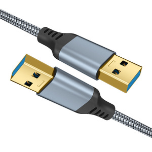 200件印刷标志1M 2M 3m黑灰色镀金尼龙编织5Gbps USB a型3.0电缆公对公高速数据线 - Product Image 1