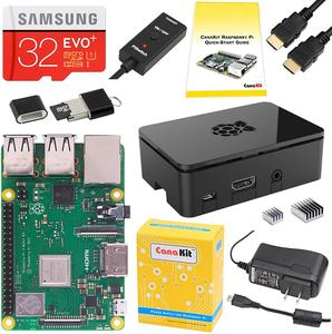 Presa di fabbrica Raspberry Pi 3 B + (B Plus) Starter Kit (32 GB EVO + Edition, custodia nera Premium)