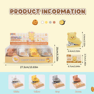 Agrafeuse de dessin animé ours mignon, 16 pièces avec un design adorable, une excellente aide pour la reliure des étudiants et du bureau - Product Image 2