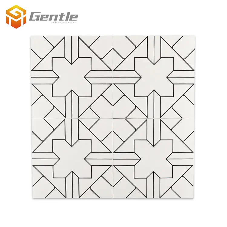 Simple style interior 20*20CM black mix white pattern wall tile ceramic floor art tiles for bathroom decoration