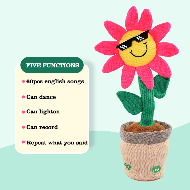 usb charging rechargeable dancing cactus and talking plush toy electric plush plant robot toys