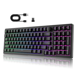 OEM/ODM personalizado 4000mAh batería de litio RGB teclado inalámbrico escritura silenciosa tri-modo con logotipo de perilla de metal - Product Image 1
