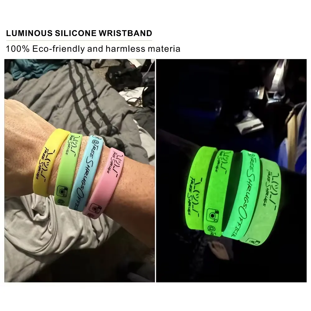 Erstellen Sie Ihre eigenen Gummi-Armbänder mit Botschaft oder Logo individuelles Logo leuchtendes Silikon-Armband