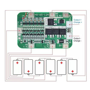 แผงวงจรป้องกัน PCB 18650โมดูลเซลล์ลิเธียมไอออน6S 12A 24V สำหรับ6แพ็ค - Product Image 4