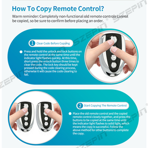 Control remoto de garaje Clonación Duplicador Clave Clon Aprendizaje fijo Controlador de código rodante Interruptor de encendido y apagado