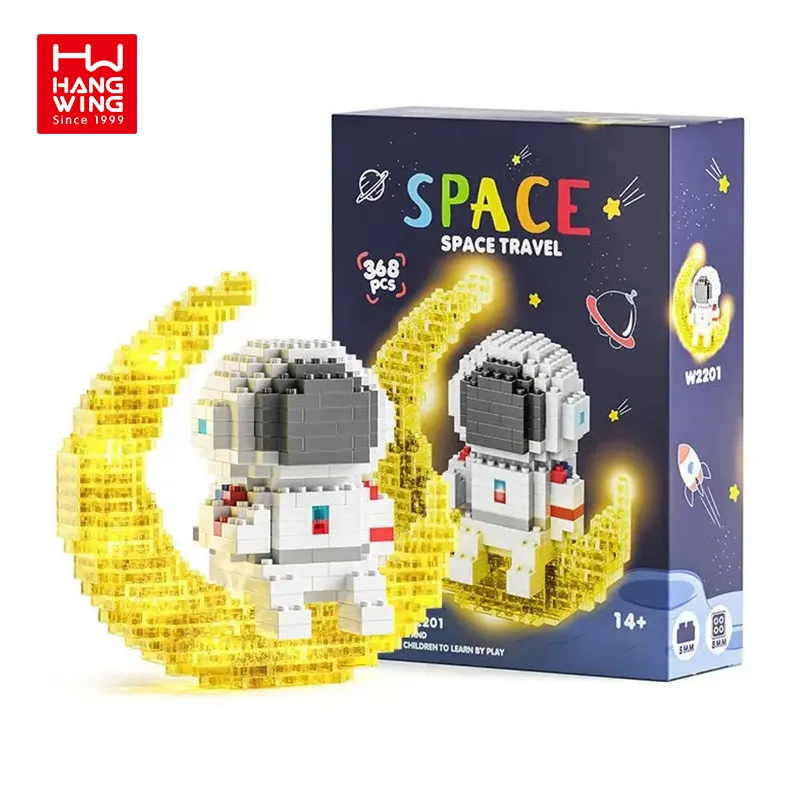 Hw Maan Spaceman Actie Figuur Speelgoed Diy Mini Bakstenen Verlichting Astronaut Micro Bouwstenen