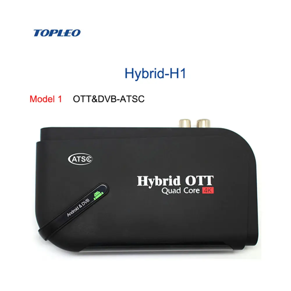 Topleo مصنع الجملة Hybrid-H1 ترقية البرامج الثابتة Amlogic S905D 1080p فك تي في بوكس أندرويد dvb t2 موالف