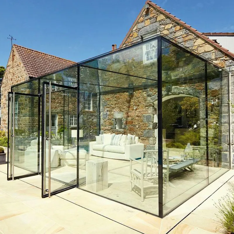 DTOP Orangery casa de cristal casas de cristal de aluminio al aire libre casa de cristal marco de aluminio blanco terraza acristalada