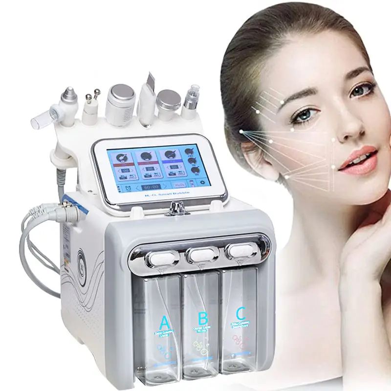 2024 6 en 1 Hydrodermabrasion Cuidado DE LA PIEL Hydro Hydra Water Máquina facial con máscara Led Hydra belleza máquina facial