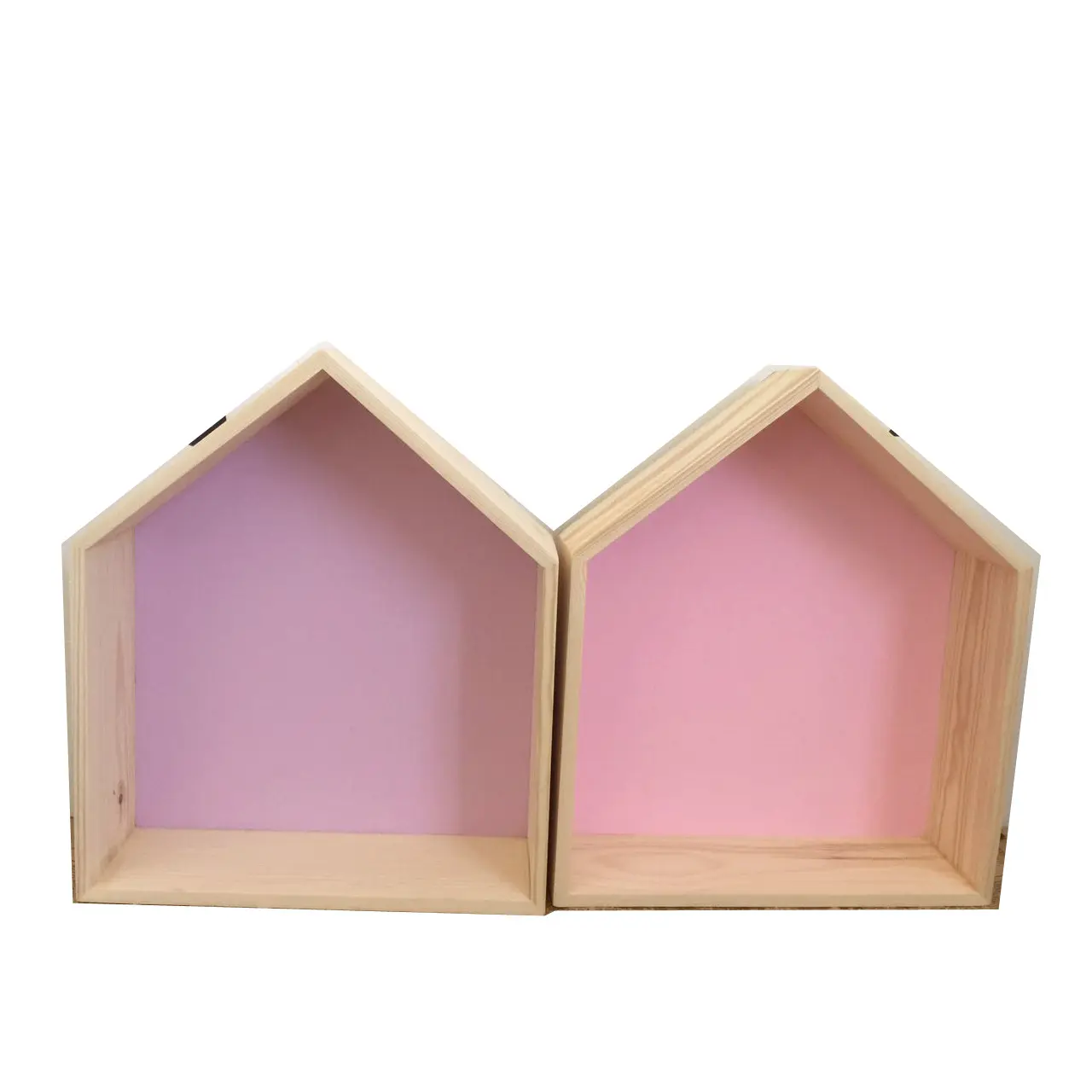 Venta al por mayor casa de madera forma pentagonal estante para la decoración de la habitación de los niños