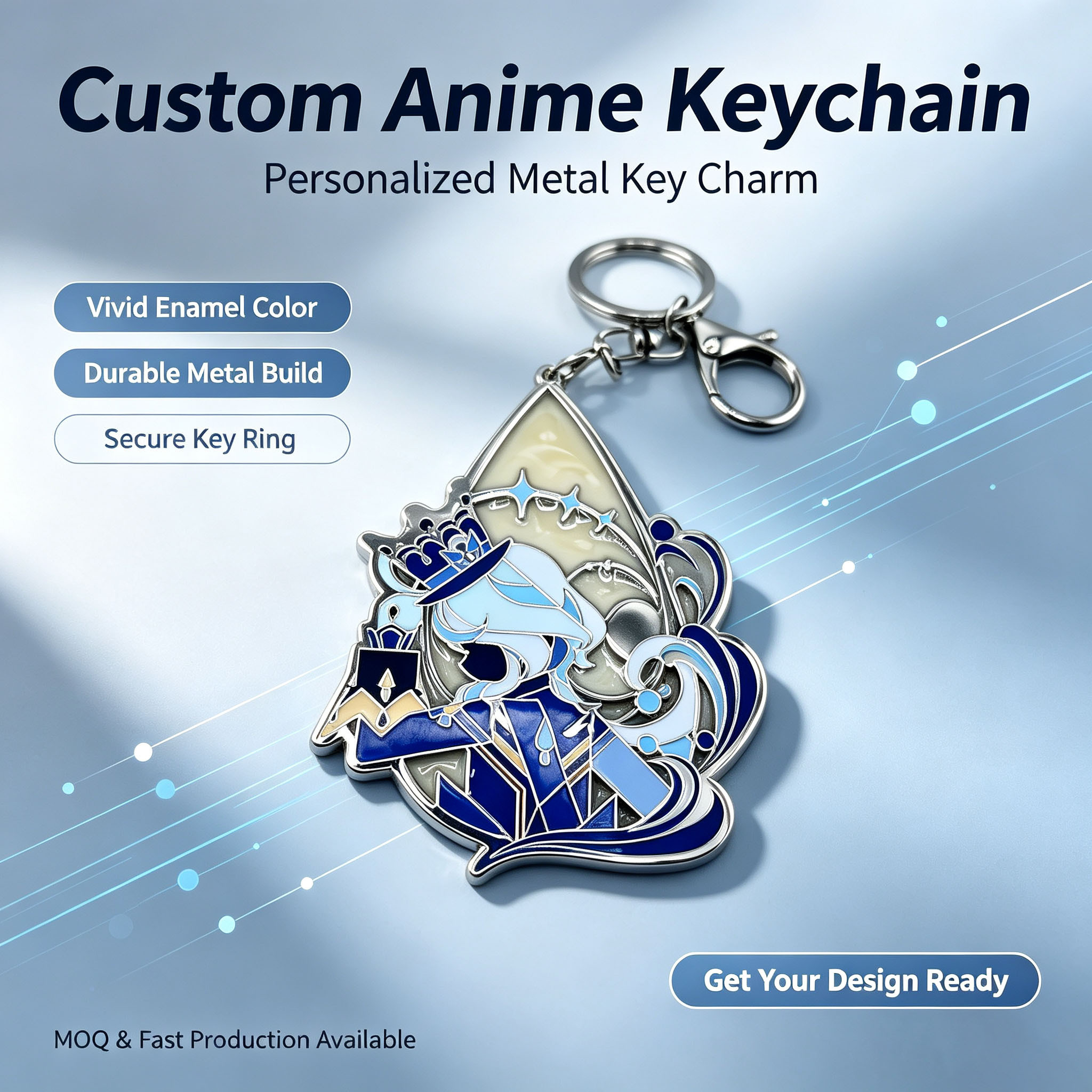 Custom Anime Enamel Keychain Durable Metal Vivid Color Charm
