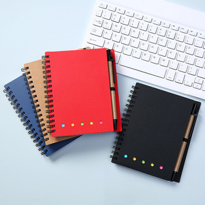 Logo personalizzato blocco note Kraft con penna note adesive Eco carta Kraft Notebook Mini piccolo taccuino stampa personalizzata taccuini con penna - Product Image 6