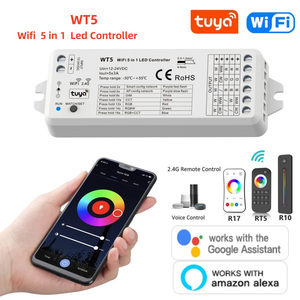 WT5 12V 24V 5 в 1 Tuya умный Wi-Fi светодиодный контроллер для RGBCCT RGB двойной белый одноцветный полосный Свет 2,4G RF пульт дистанционного управления - Product Image 2