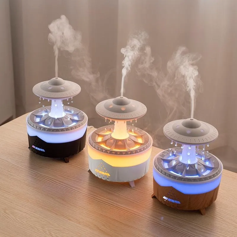 2024 nouveaux humidificateurs d'aromathérapie de nuage de pluie 350ml Portable goutte d'eau pleuvant sommeil maison humidificateur d'air diffuseur