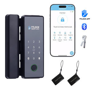 Fabrik Direkt verkauf Wasserdichter digitaler biometrischer Griff Finger abdruck Glastür schloss TTLock APP Aluminium Schiebetür schloss - Product Image 1