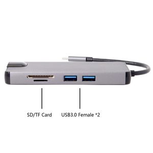 Sıcak satış 8 in 1 USB-C VGA HDTV 4K USB 3.1 yerleştirme istasyonu USB 3.0 kart okuyucu 4K arayüzü ile stokta - Product Image 4