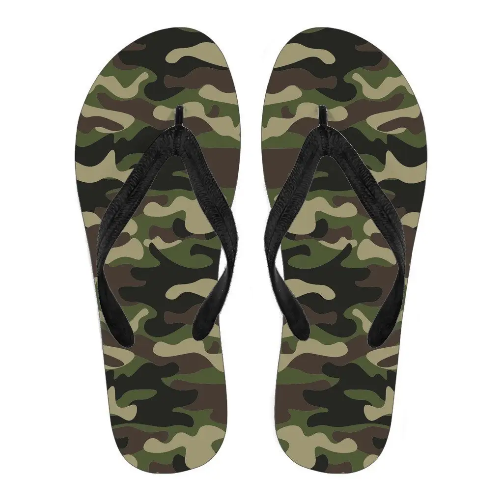 Wholesale Army Green Camouflage Print Mens Flip-Flops Sandals