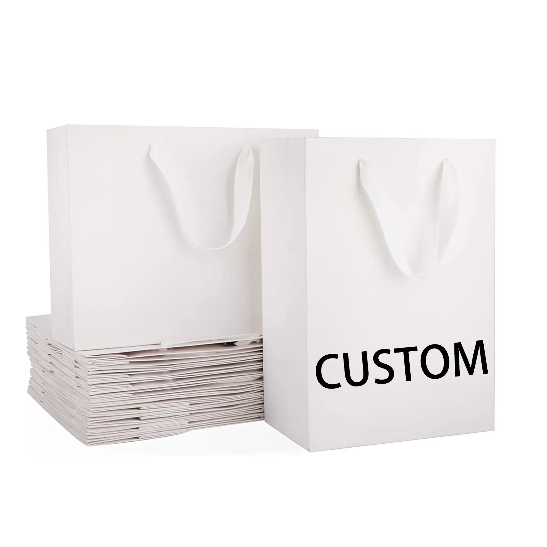 Op Maat Gemaakte Sieraden Verpakking Papieren Zak Bruiloft/Sieraden/Cosmetische Luxe Shopping Tote Art Cadeau Papieren Zakken Met Uw Eigen Logo