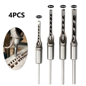 4Pcs Square Hole Auger Drill <strong>Bits</strong> Wood Mortising <strong>Chisel</strong> <strong>Set</strong> Square Hole Drill <strong>Bits</strong> Extended Saw Woodworking Drill Tools