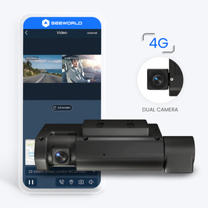 双镜头全球定位系统仪表板凸轮，适用于汽车和卡车，配有4g实时跟踪视频流sim卡插头前后视镜摄像头跟踪器 - Product Image 1