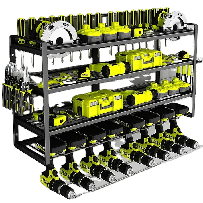 Paquete de ahorro de espacio Organizadores y almacenamiento de herramientas de garaje con soporte para destornillador Organizador de herramientas eléctricas de servicio pesado Montaje en pared
